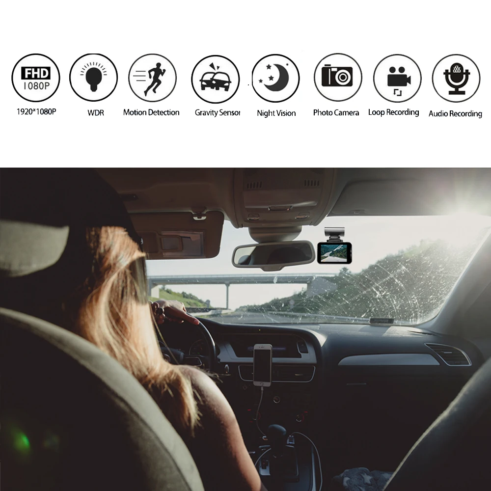 Оригинальный мини двойной объектив Автомобильный видеорегистратор Камера