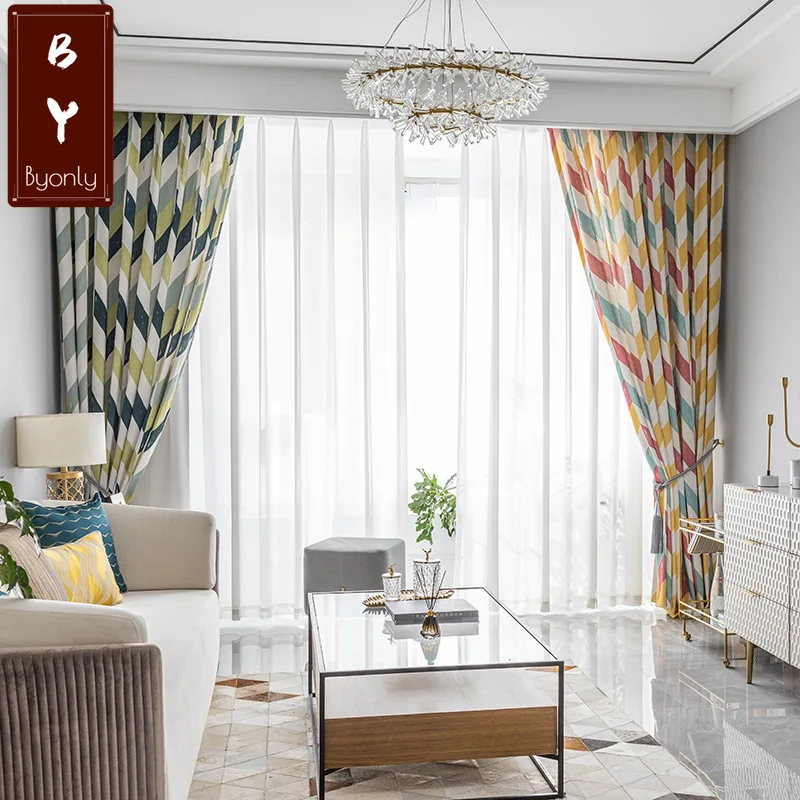 

Modern Simple Polyester Cotton Printing Curtains for Living Dining Room Bedroom.