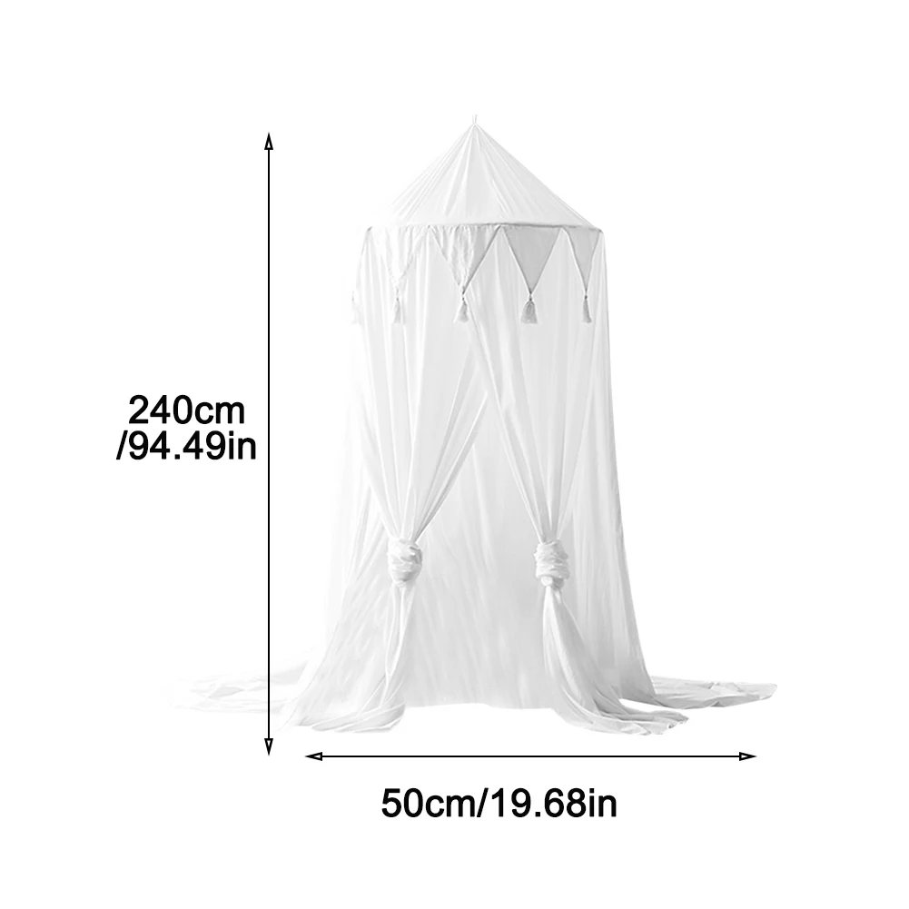 

For Baby Chiffon Home Decoration Mosquito Net With Tassels Reading Nursery Indoor Outdoor Round Dome Soft Bed Canopy Play House