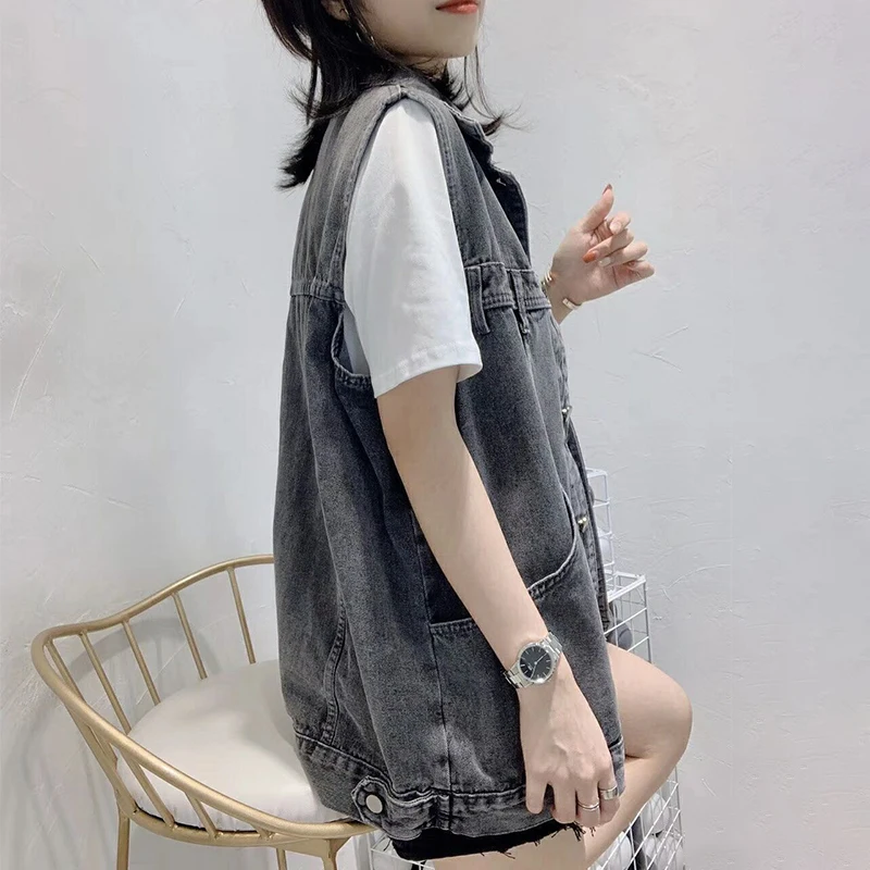 Джинсовый жилет HI-FASHION Корейская Весенняя Новая женская куртка пальто одежда для