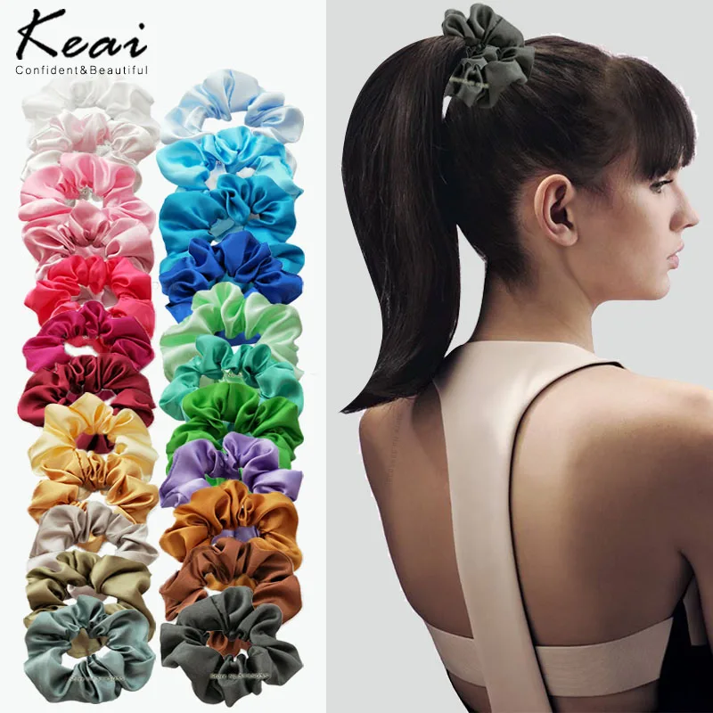 

New Fashion Solid Color Soft Satin Hair Scrunchie Women Girls Elastic Hair Rubber Bands Accessories For Women Hairband