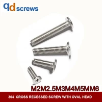 304 m2m2 5m3m4m5m6 cross flat pan head stainless steel screw cross recessed screw with oval head