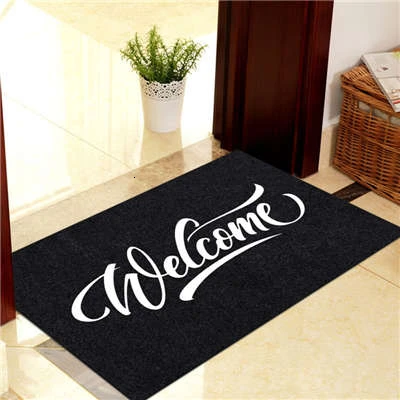 Printed Welcome Вышитый Коврик для двери, ковер 40x60 см, полиэстер, TPR резина, Противоскользящие коврики для прихожей, домашний декоративный коврик для входной двери - Цвет: Printed Welcome