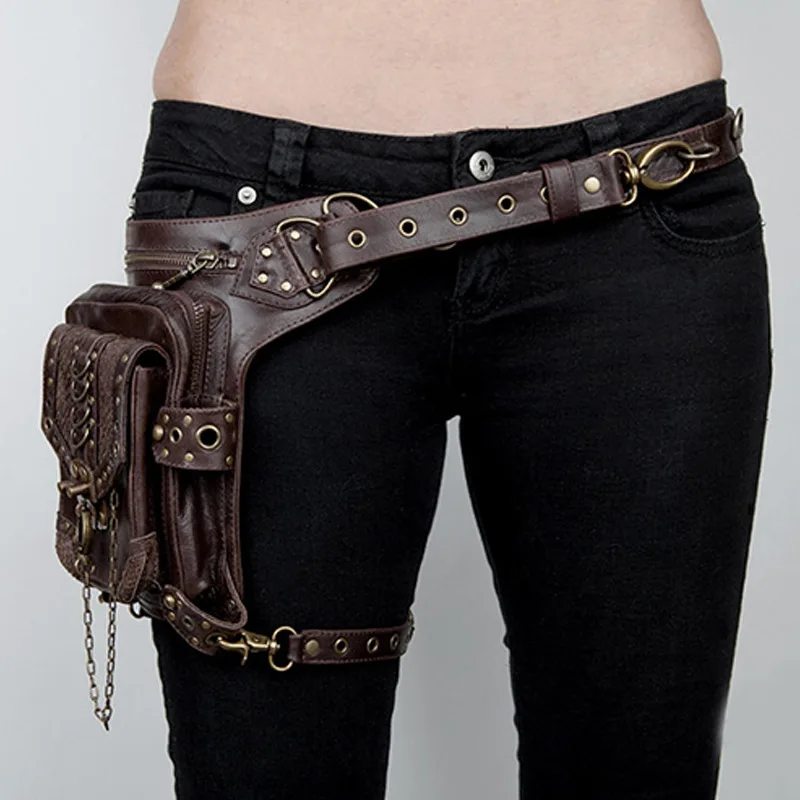 

YourSeason Personalized Steampunk Ladies Waist Bag 2021 PU Leather Female Mini Multifunctional Moto Biker Travel Bags