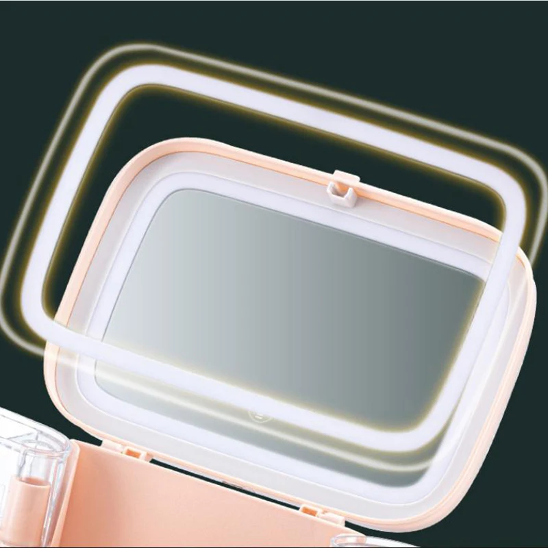 

LED Makeup Organizer Cosmetics Storage Box Dustproof Creative Desktop Organizer Bathroom Make Up Storage Organizer Dropshipping