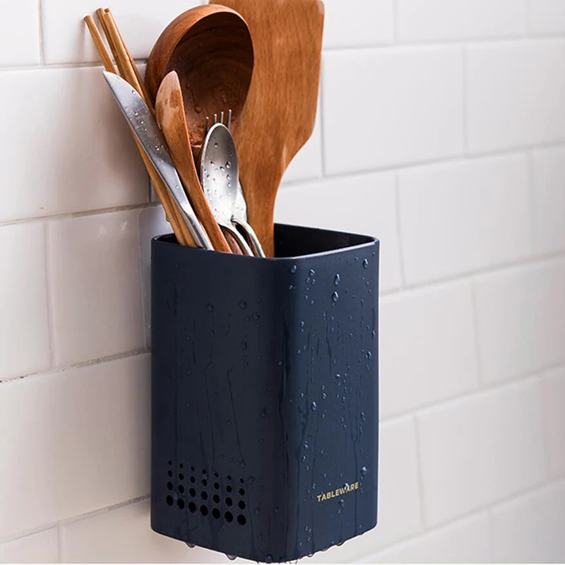 

Wall-Mounted Storage Rack Cutlery Drainer Storage Organizer Multifunctional Spoon Chopsticks Holder Kitchen Utensils Container