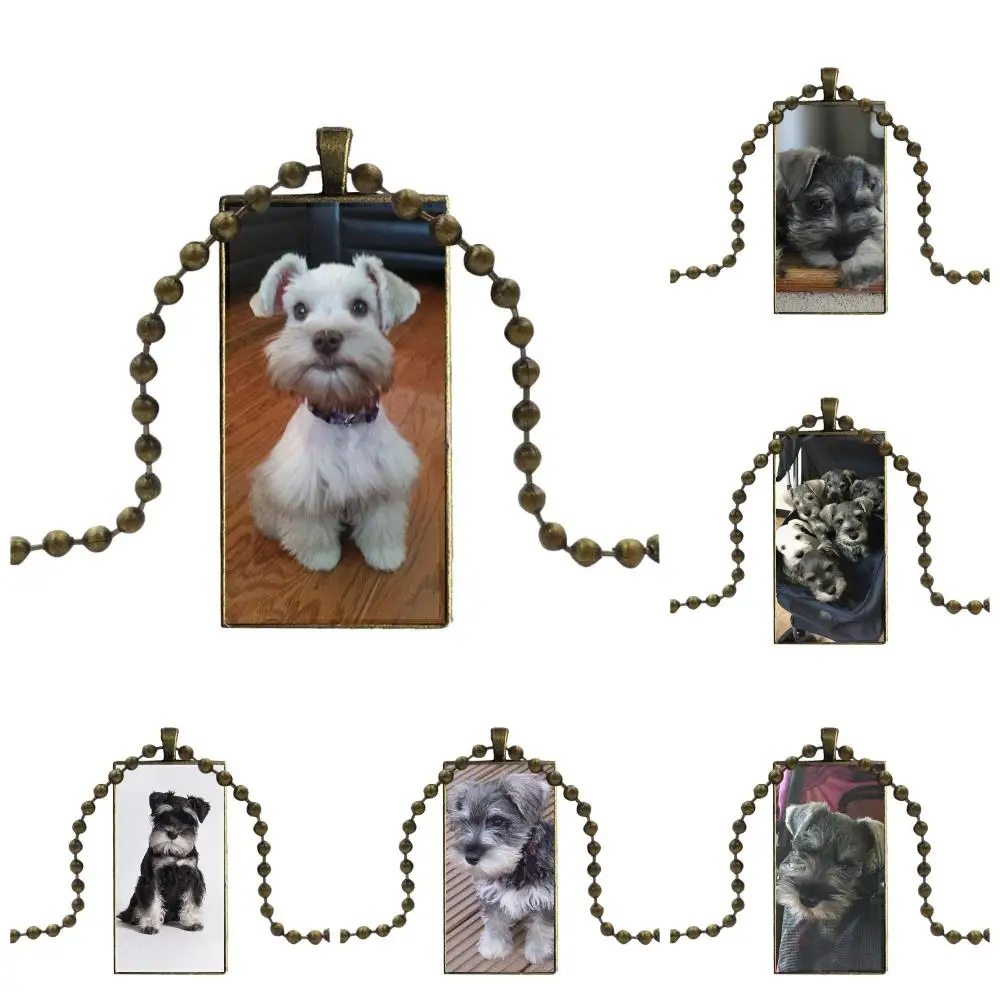 Милое миниатюрное ожерелье Кабошон из стекла Schnauzer для домашних животных