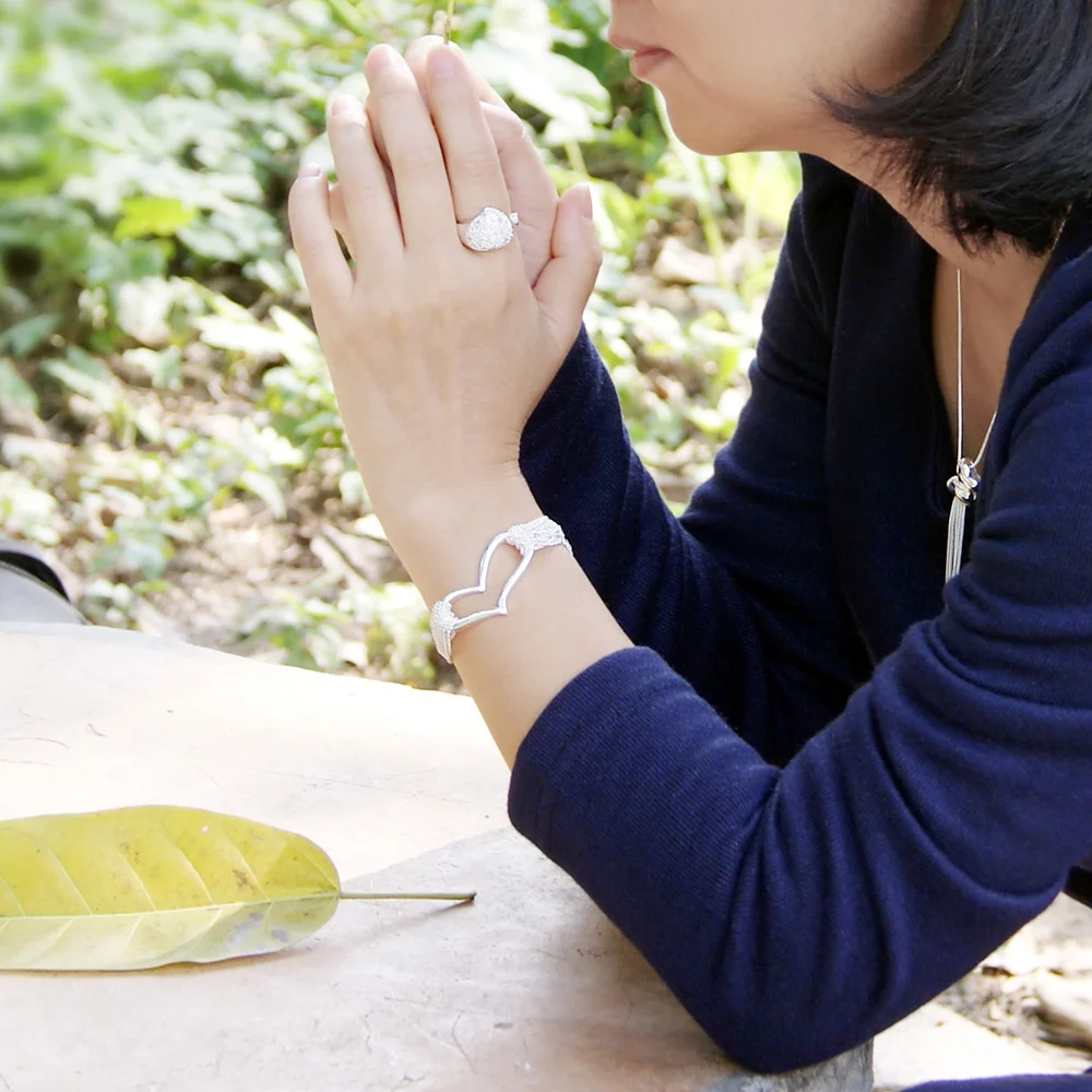 

New Fashion 925 Sterling Silver Bracelets Elegant Multilayer Love Heart Tassel Pendant Chain Bracelet For Women Fine Jewelry