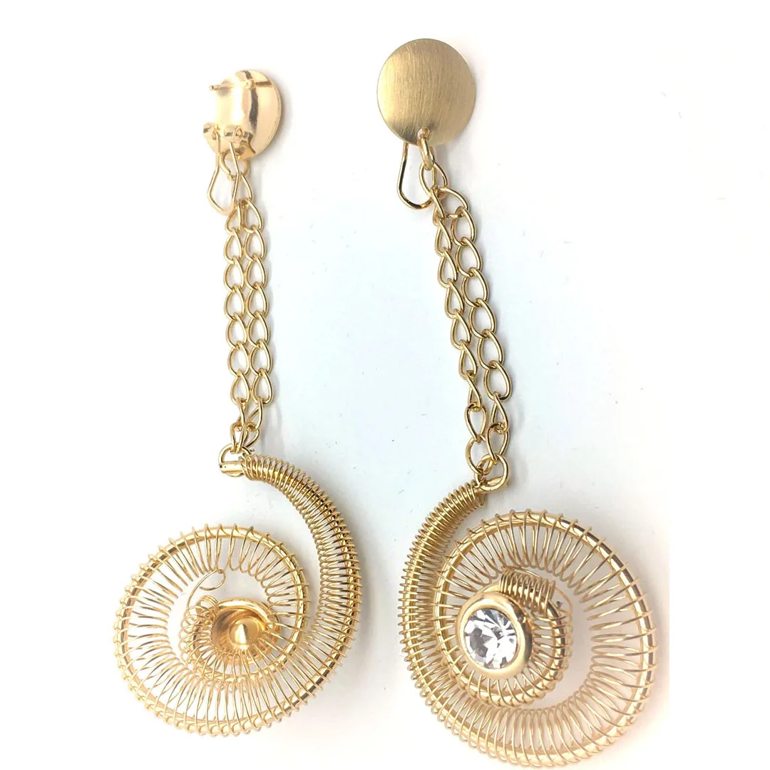 Комплект ювелирных изделий из бисера золотистого цвета Дубая длинные серьги