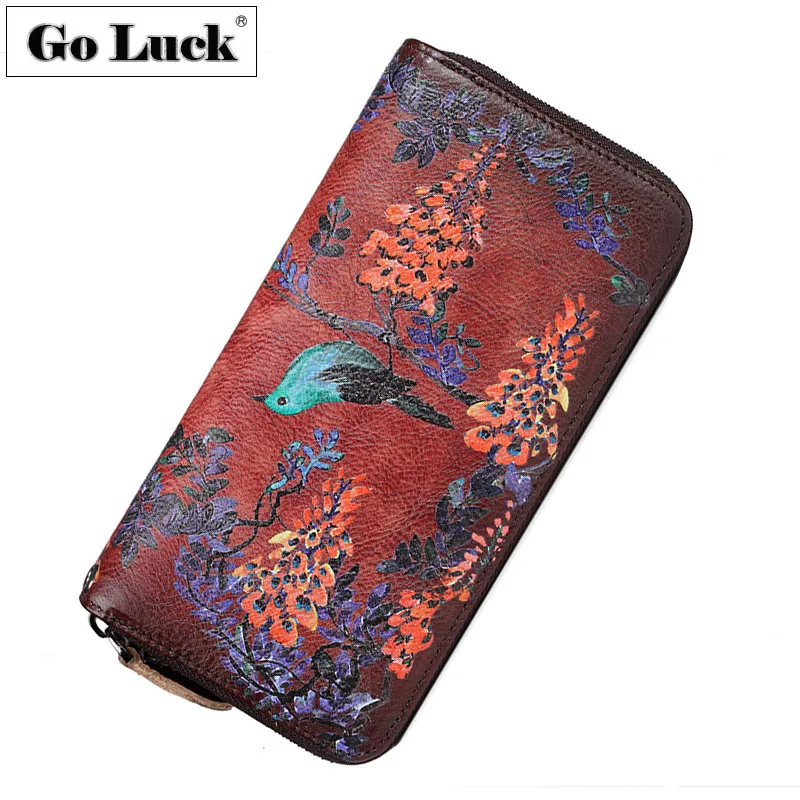 Бренд GO LUCK клатчи из натуральной кожи кошелек для женщин сумочка на запястье