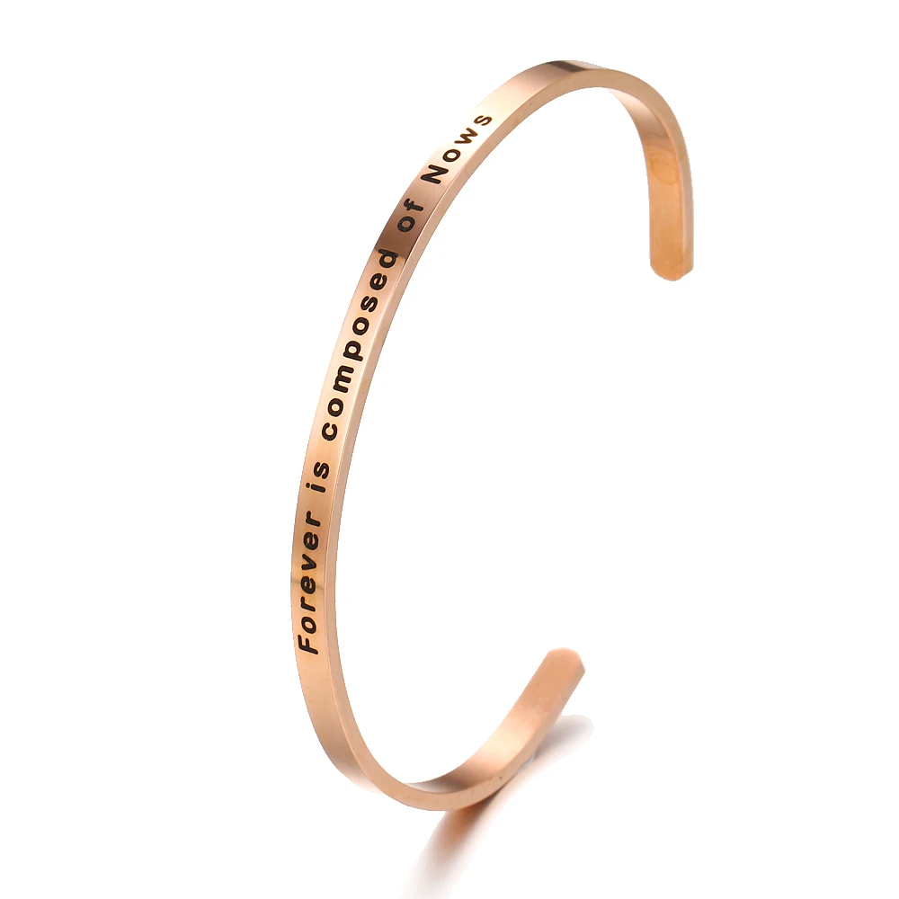 Горячая Распродажа открытые манжеты из нержавеющей стали розовое золото