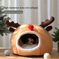 cats house bed for cat christmas style built in pp cotton windproof pet sleeping bed house cozy cave beds indoor