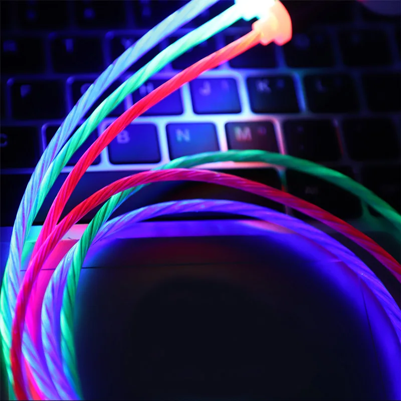 Светящийся светодиодный ленточный Магнитный кабель Type-c для быстрой зарядки Micro
