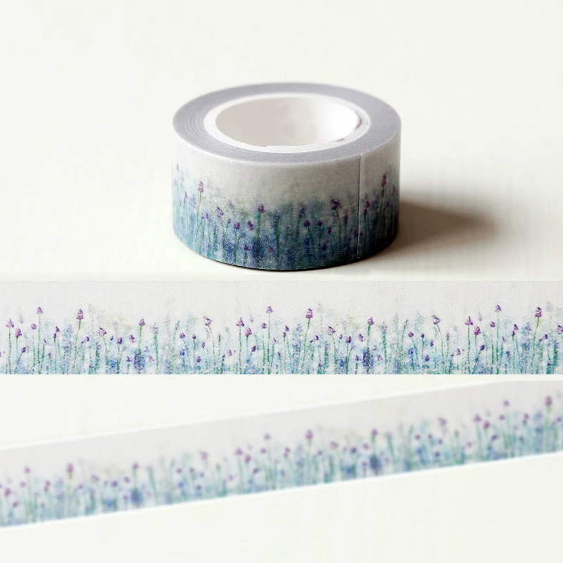 

1 Pc / Pack Exquisite Lavender Flower Washi Paper Masking Tapes for Diy Stickers Crafts Gift Wrapping Sticker