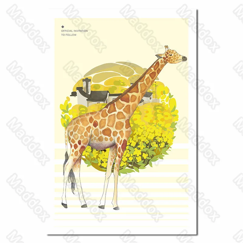 

Wall Pictures for Living Room Cute Cartoon Animals Pattern Giraffe Zebra Cow Color Oil Painting Boy Girl Bedroom Mural Painting