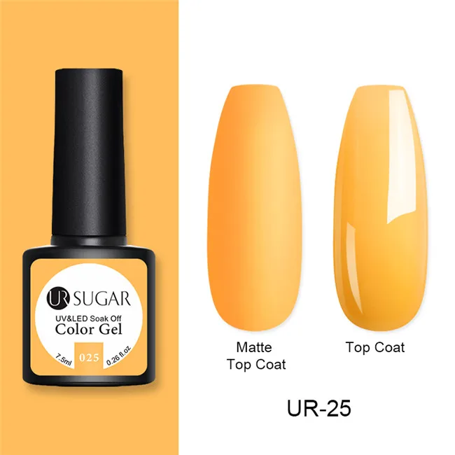 Ur Sugar 7,5 мл Гель-лак для ногтей из прозрачного стекла конфет, летний атрибут, полупрозрачный неоновый цвет, впитывающий УФ-лак, зеркальный титановый гель - Цвет: UR-25