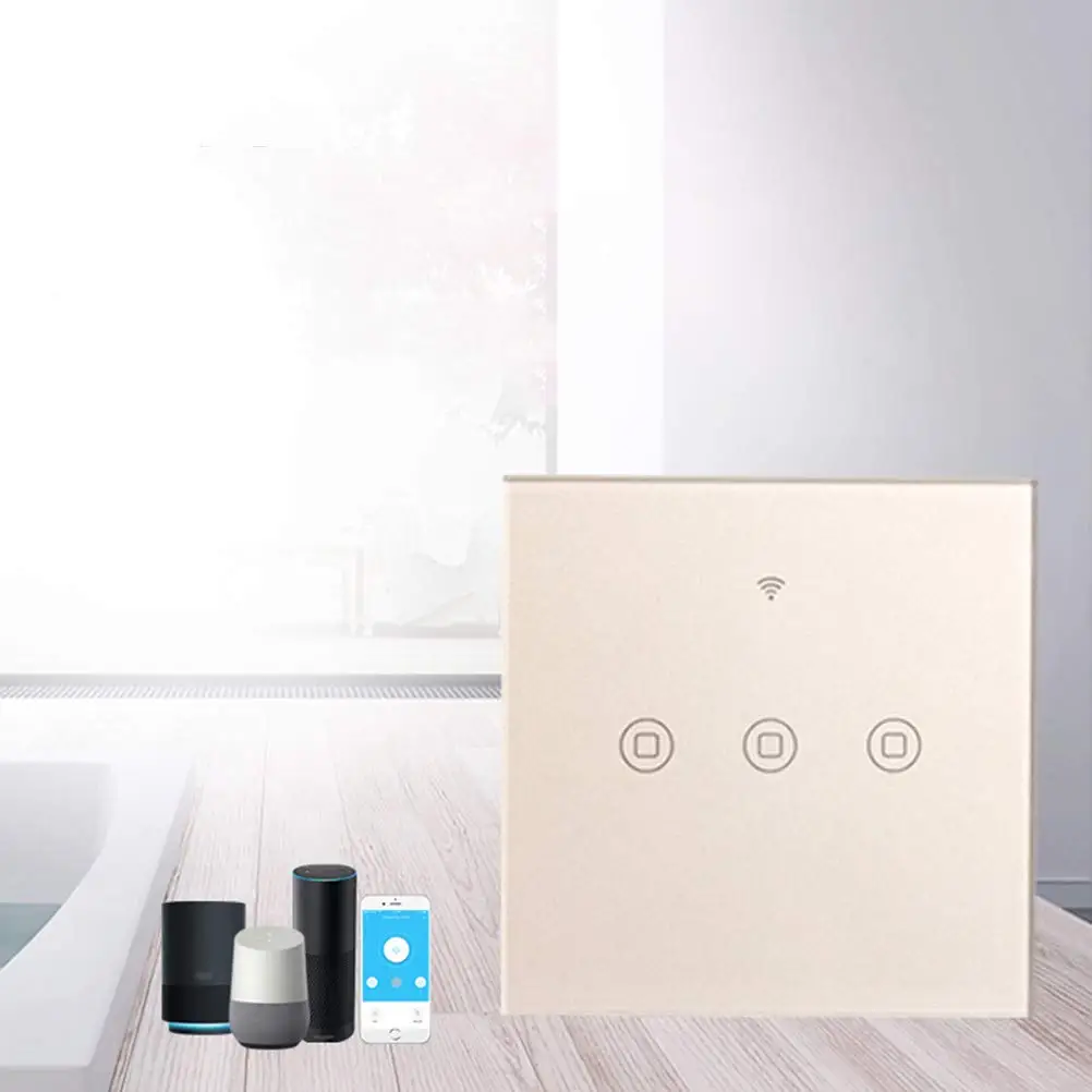 Wi Fi Smart настенный выключатель света 1/2/3 Сенсорный экран Стекло приложение Беспроводной голосовой пульт