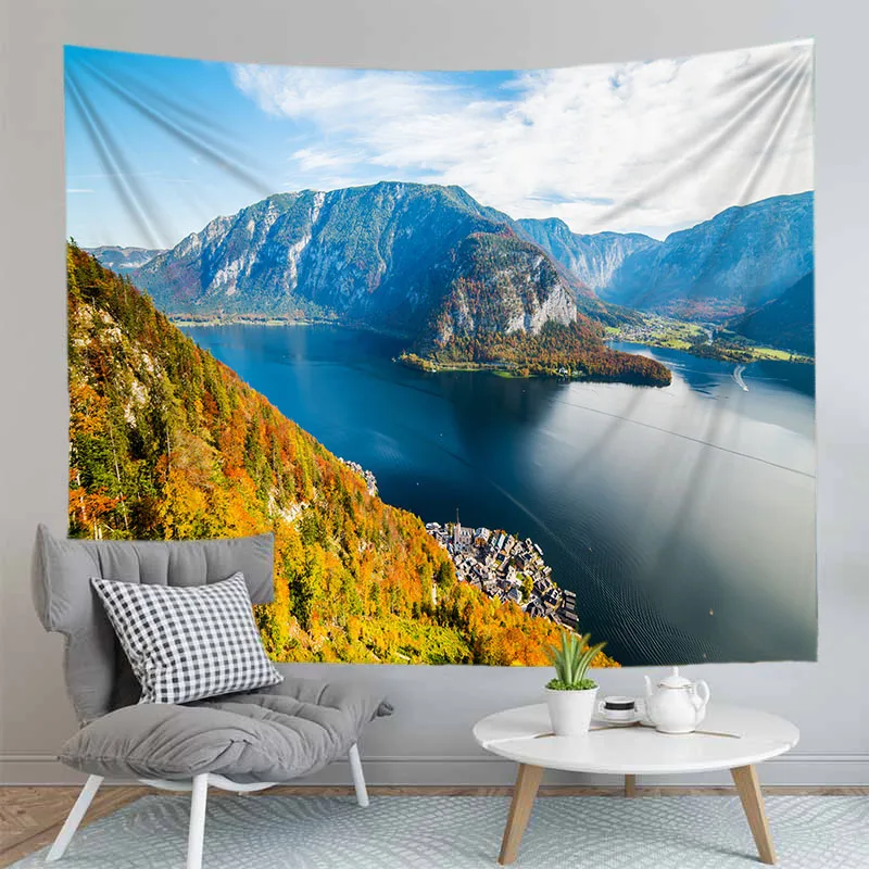 Натуральный гобелен пейзаж градиент закат задний фон украшение для дома