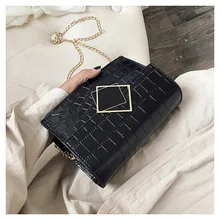 Crocodile Pattern Luxury PU Leather Small Flap Bags For Women 2021 Simple Shoulder Crossbody Handbags Chains Cross Body Bag