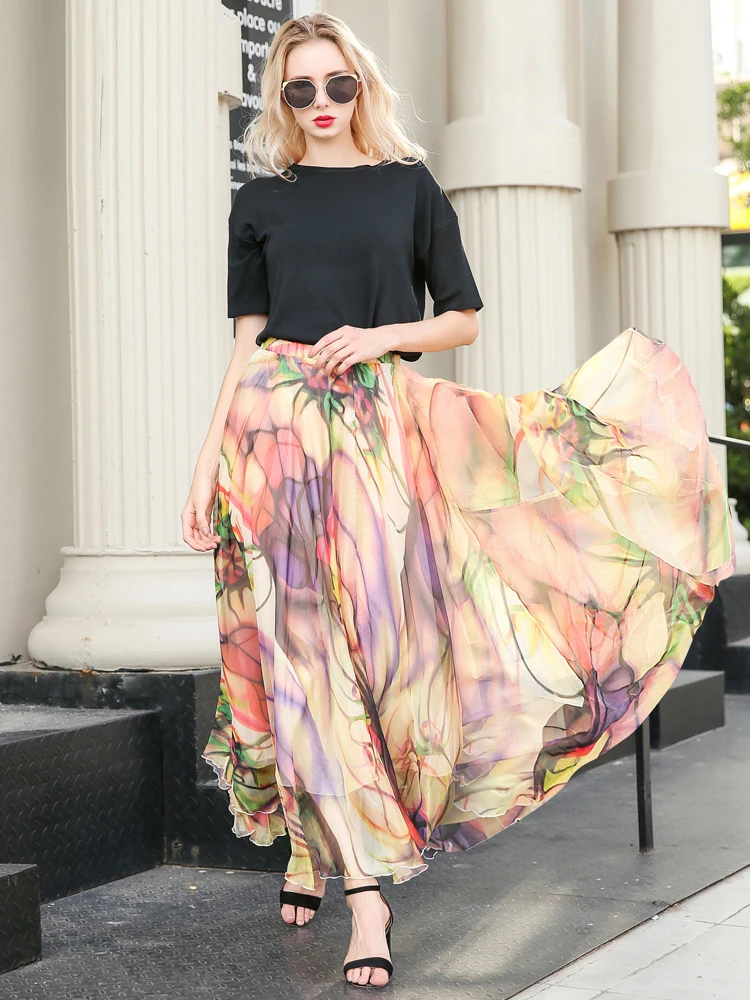 Женская длинная юбка в английском стиле летняя пляжная А-силуэта с высокой