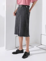 toyouth spring women jean skirt a line skirt button black slit straight tube half skirt for girl female
