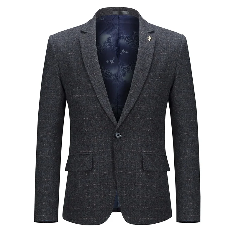 Мужской костюм YUNCLOS серый банкетный из 3 предметов с одной пряжкой пиджак + жилет
