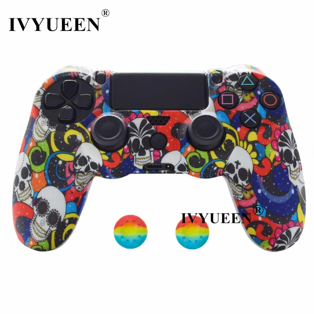 IVYUEEN 44 цвета силиконовый Камуфляжный защитный чехол для sony Dualshock 4 PS4 DS4 Pro тонкий контроллер ручки джойстик колпачки