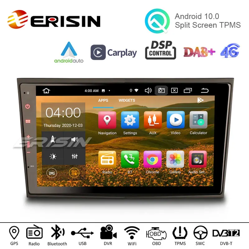 Erisin 8106 8 &quotAndroid 10 Car Stereo CarPlay DSP BT WiFi DAB GPS Navi для Opel Vauxhall Corsa Combo Zafira Vectra Meriva
