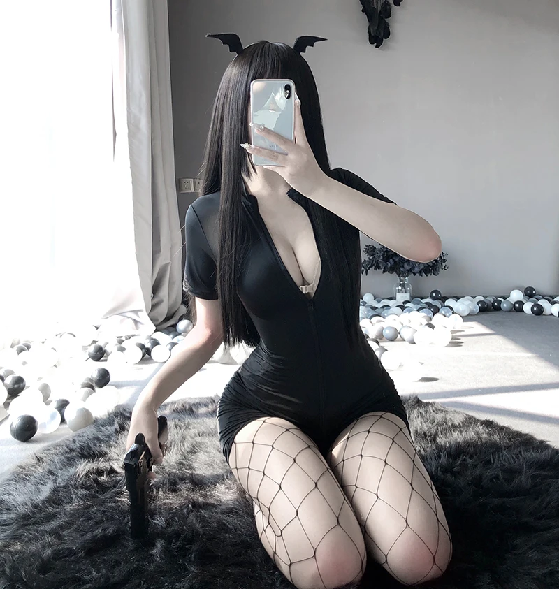 Соблазнительное белье двухстороннее боди на молнии с открытой грудью и