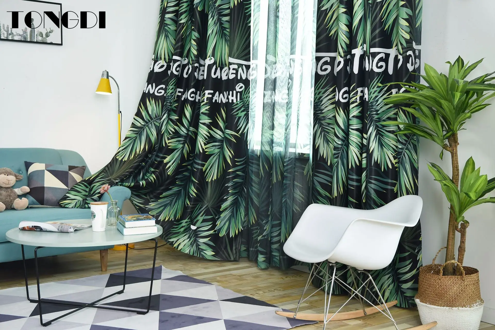 Затемняющие шторы с принтом TONGDI элегантные тропические для украшения дома