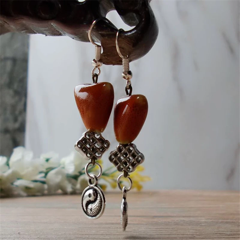 Висячие серьги женские модные украшения подвеска для ушей длинные керамические