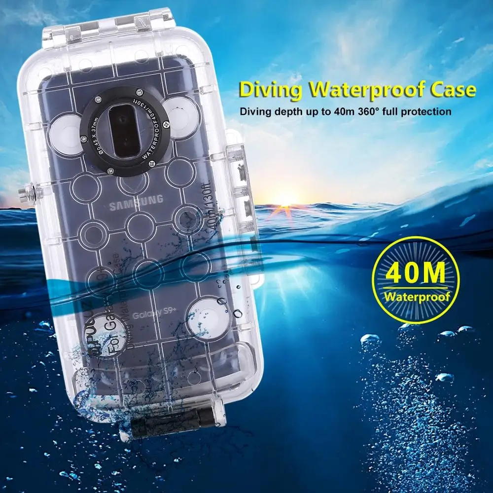 

PULUZ 40m/130ft Waterproof Diving Housing Photo Video Taking Underwater Cover Case for Galaxy S9 +