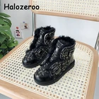 Зимние детские ботинки, теплые зимние ботинки для маленьких девочек, детская обувь без застежек, Черные ботильоны для мальчиков, модная брендовая обувь, кожаные ботинки, Новинка