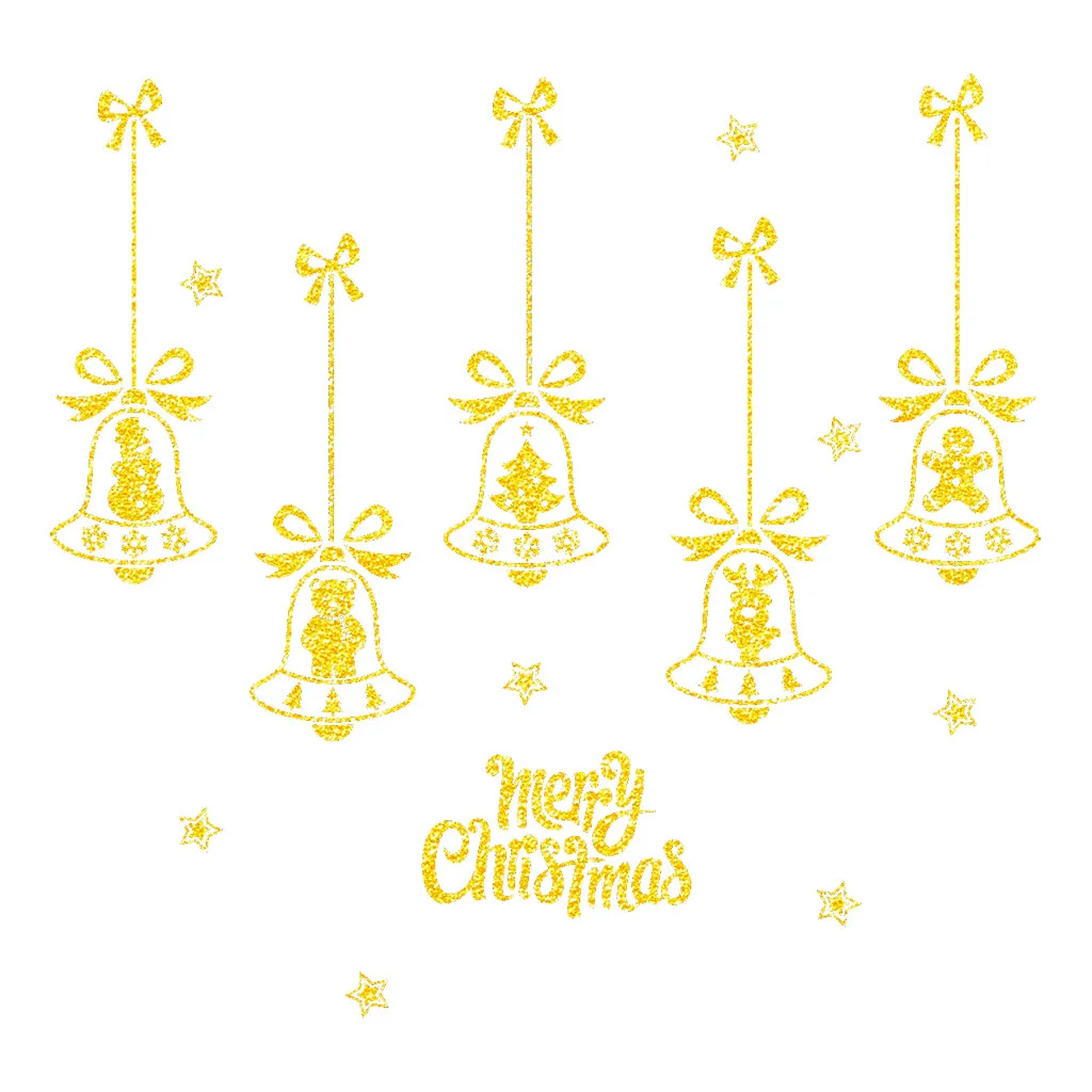 2020 Рождественская Наклейка на стену Золотая наклейка для дома Рождественское