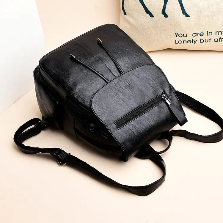 Bolsa Feminina De Couro Vaca Anti Furto Preta Sac A Dos Femme En Cuir Mochila Mujer Moda 2020 женский рюкзак из черной кожи