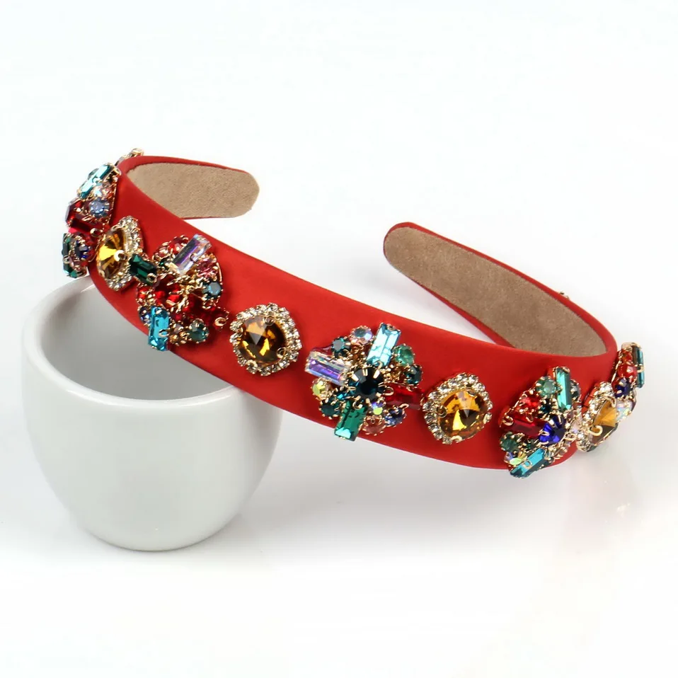 Женский ободок с цветными стеклами стразами ручной работы Ювелирное