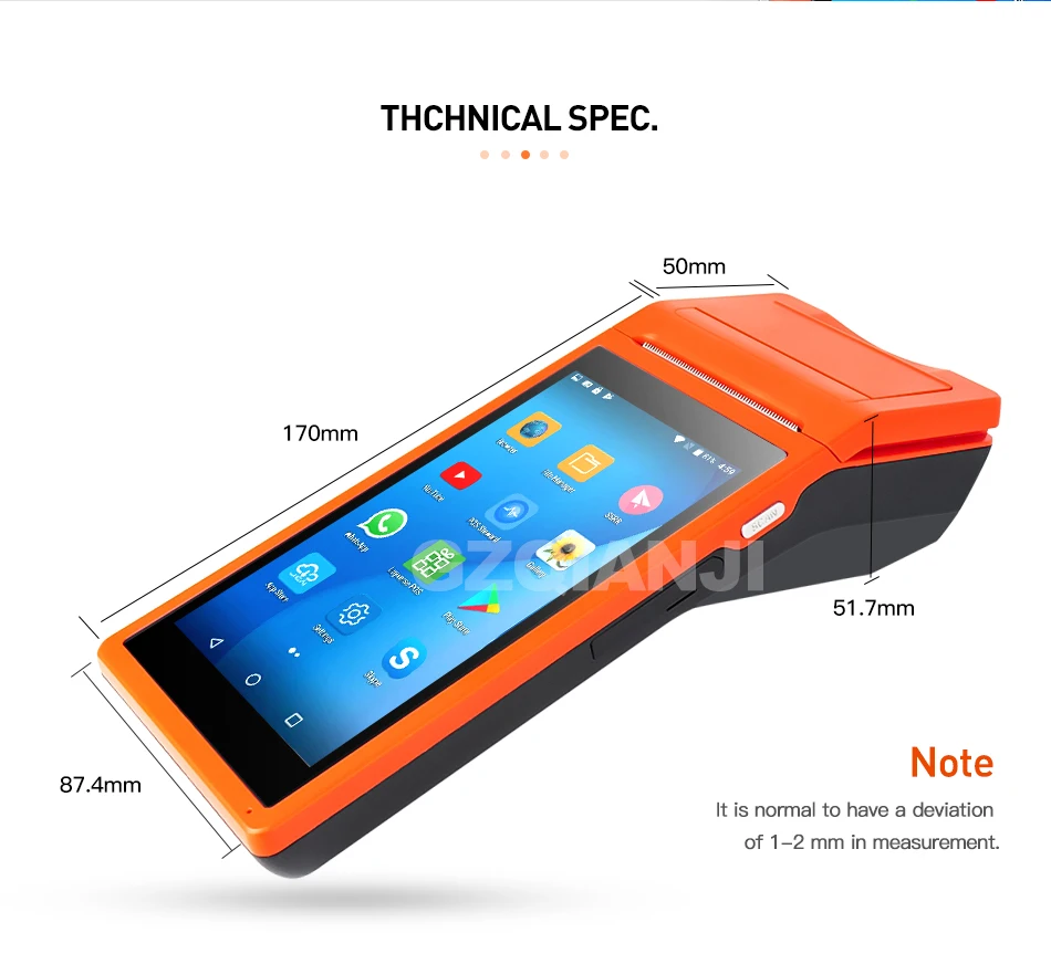PDA POS портативное устройство pos-терминал Встроенный термопринтер bluetooth 58 мм wifi Android прочная PDA камера для считывания штрих-кода сканер 1D 2D