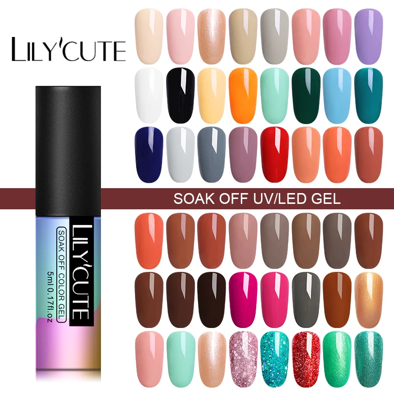 LILYCUTE гель для нейл-арта 5 мл чистый цвет ногтей УФ светодиодный Гель-лак для Ногтей Стойкий Макарон замачиваемый лак Гель-лак для нейл-арта DIY