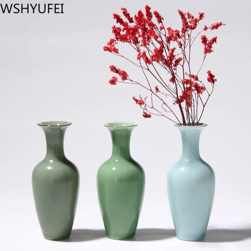 New style Celadon vase Flower arrangement hydroponic plant Office desktop fashion decoration Photo studio Decoration WSHYUFEI | Дом и сад