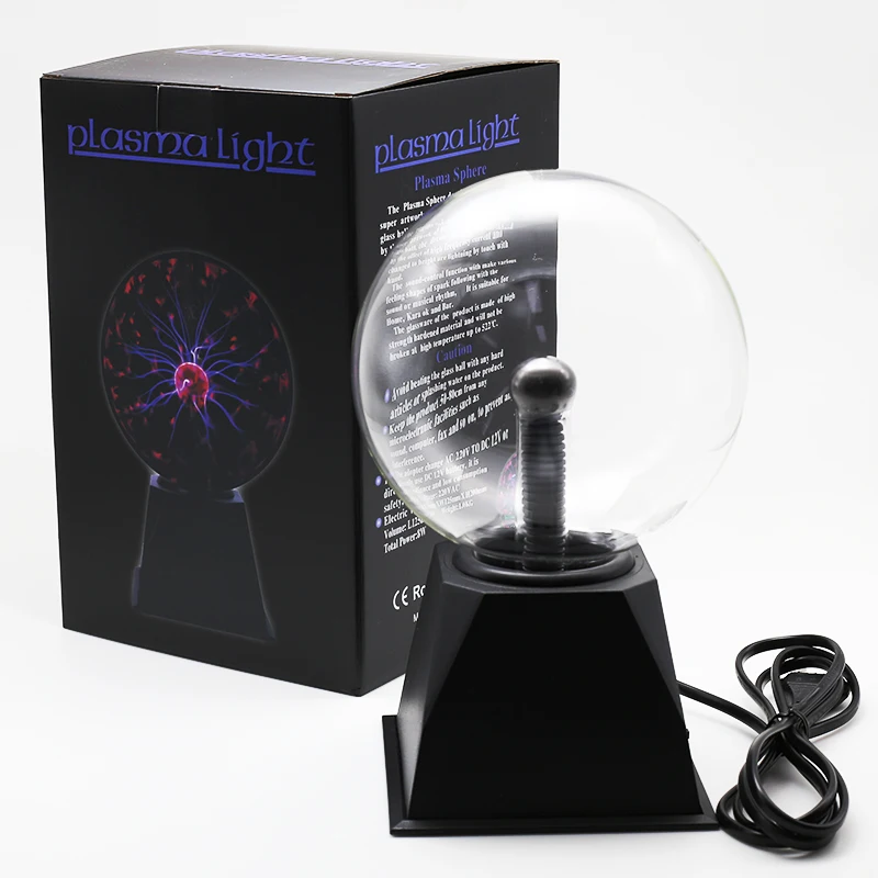 Ночник Novelty Magic Plasma Ball Light 220V LED 4/5/6 дюймов с сенсорным управлением и эффектом плазмы на Рождество для детей в подарок.