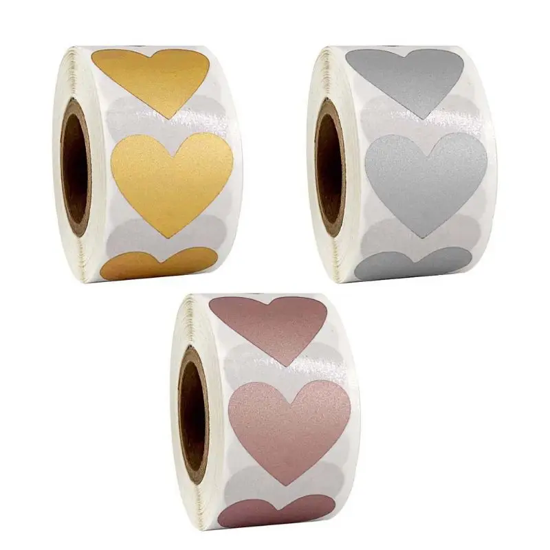 

300pcs/roll Scratch Off Stickers Heart Label Sticker Stamp Envelopes Cards Packages Scrapbooking Stationery Decoration 3 Colors