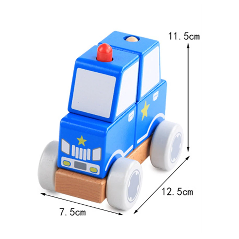 

DIY Assembly Wooden Fire Police Car Ambulance Model Kids Education Toy Gift