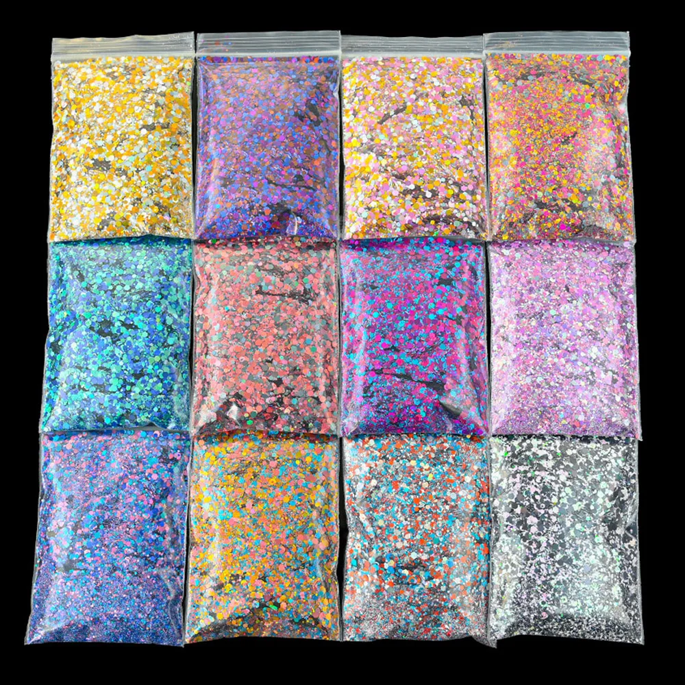 

50g/Bag Mixed Hexagon Nail Art Glitter Holographic Sequins Decorations Flakes Sparkly Chunky Symphony Color Laser Sequins DT#51