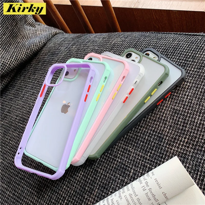 Candy color Frame Transparent Gasbag Shockproof Silicone Phone Case For iPhone 11 Pro Max XR X XS 8 7 6S Plus TPU Back Cover | Мобильные