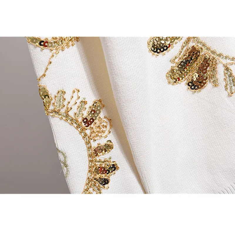 

Embroidery Nen Autumn Women Set Sweater Knitted Pencil Pants Two Piece Outfits Female Casual White Pullover Tops Knit Trousers