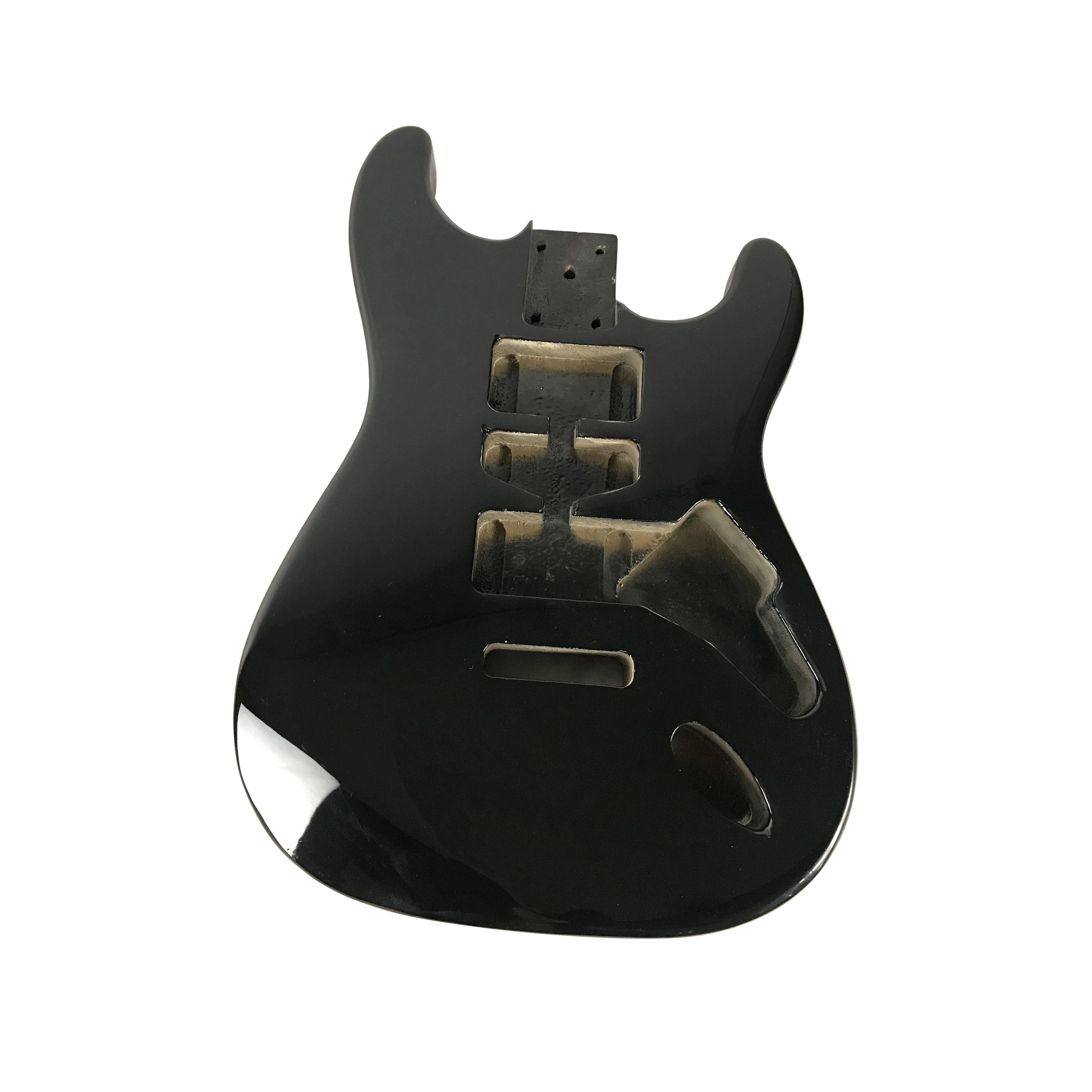 Enlarge High Quality Gloss Black ST Electric Guitar Body Unfinished Fender Style Semi-finished Body DIY Guitar Part Paulownia Panel