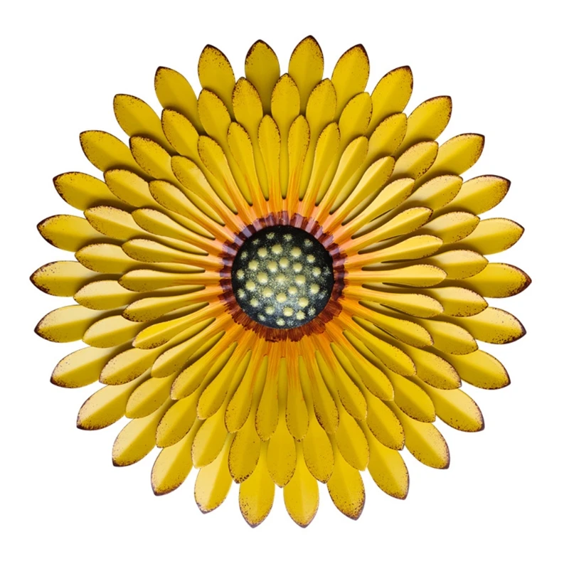 

Metal Flower Daisy Floral Wall Art Decoration Hanging Pendant Artificial Flower Painted Wall Ornaments Handcrafted Dorm