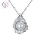 Серебряное Ожерелье S925 пробы, серебряная цепочка с водной волной, кулон в форме ракушки из пресноводного жемчуга, Женское Ожерелье, изысканные ювелирные украшения