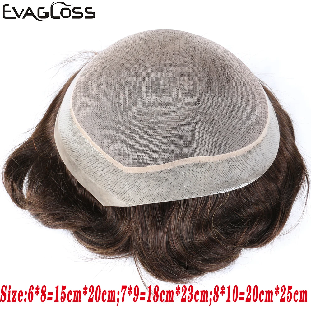 Парик EVAGLOSS из человеческих волос мужской тонкий моно парик натуральных для