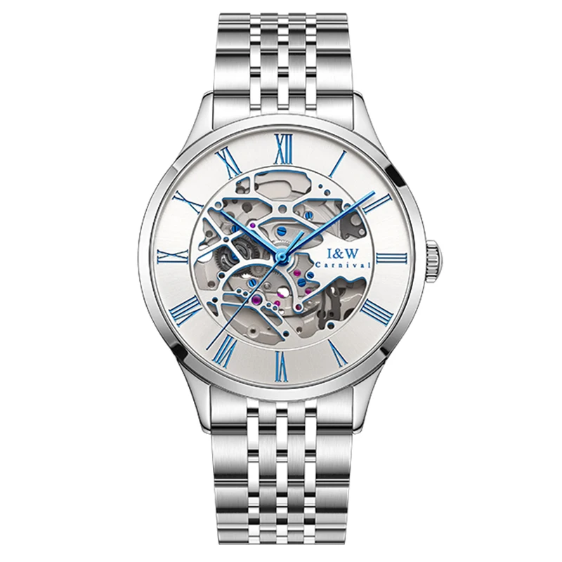 Оригинальные швейцарские мужские часы скелетоны с турбийоном I & W автоматические